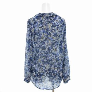 fifilles タグ付き シアーブラウス カットソー 長袖 リボンタイ 総柄 紺 ネイビー /GV