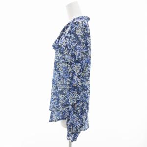 fifilles タグ付き シアーブラウス カットソー 長袖 リボンタイ 総柄 紺 ネイビー /GV