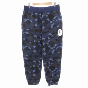 スウェットパンツ ジョガー イージー ゴムウエスト ロゴ 迷彩 XL 紺 ネイビー 001PTJ301011M