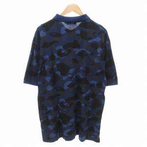 A BATHING APE ポロシャツ ロゴ刺繍 迷彩 半袖 紺 ネイビー XL 001P0J801001M /FF