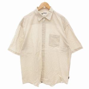 チェックシャツ ロゴ 半袖 2XL アイボリー 001SRK201002M /FF
