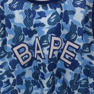 A BATHING APE ゲームシャツ ナンバリング 88 ロゴ 刺繍 迷彩 ノースリーブ 2XL 青 ブルー 白 ホワイト /FF