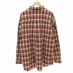 A BATHING APE チェックシャツ ロゴ ロング 長袖 XL ブラウン×レッド×ネイビー /FF