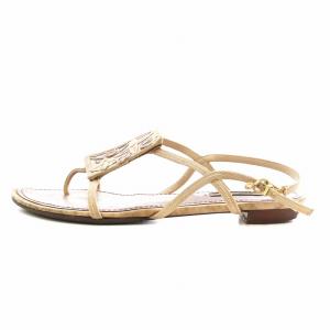 LOUIS VUITTON モノグラム フラットサンダル ストラップ レザー 38 赤 レッド ベージュ BL1017 /AN8