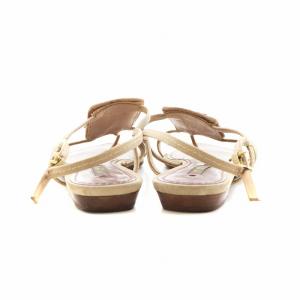 LOUIS VUITTON モノグラム フラットサンダル ストラップ レザー 38 赤 レッド ベージュ BL1017 /AN8