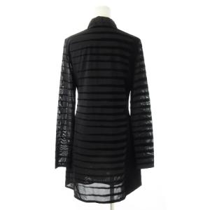 DIESEL シャツワンピース 透け感 ニット 長袖 ひざ丈 フロッキー加工 Dロゴ ボーダー M 黒 ブラック /CK23