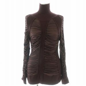 切替 ニット カットソー シャーリング タイトフィット