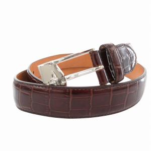 ベルト バックル オーブ クロコ型押し ブラウン