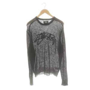 Loose Knit Logo Sweater ニット セーター モヘヤ混 ウール混 M 黒 /MI OS