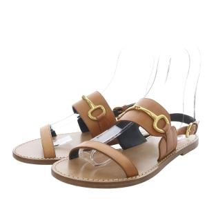 CELINE CRECY SANDAL ビットデザイン ストラップフラットサンダル 36.5 ブラウン