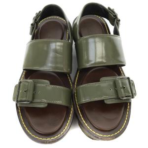 MARNI ストラップ サンダル レザー 37 24cm カーキ 緑 茶色 ブラウン /SR13