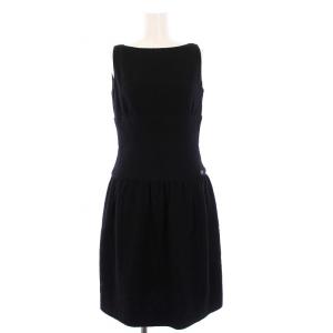 ノースリーブワンピース ツイード ココボタン 34 ブラック P44318V31241