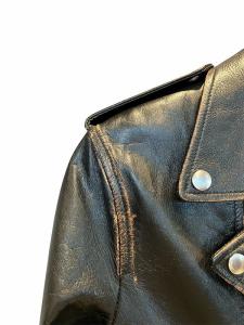 SAINT LAURENT PARIS スモーキングヴィンテージ加工レザー ライダースジャケット 46 ブラック 483225