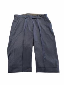 スラックス ハーフパンツ ひざ丈 マッキン ウール 変形 ストライプ柄 グレー 38 AA