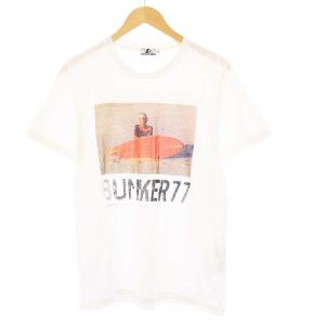 BUNKER 77 Tシャツ カットソー 半袖 プリント M ホワイト 0263CT21 /KH