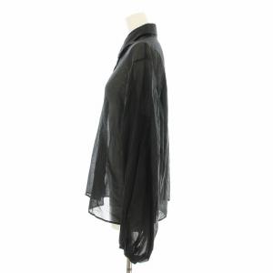 MUSE de Deuxieme Classe 24SS cotton voile ギャザー ブラウス シャツ 長袖 パフスリーブ シアー F 黒 ブラック