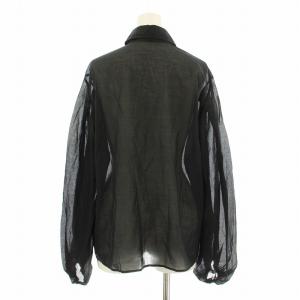 MUSE de Deuxieme Classe 24SS cotton voile ギャザー ブラウス シャツ 長袖 パフスリーブ シアー F 黒 ブラック