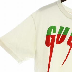 GUCCI ブレード Tシャツ カットソー 半袖 ロゴ プリント オーバーサイズ S 白 ホワイト GY18 /MQ