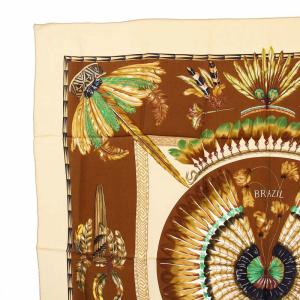 HERMES カレ90 BRAZIL スカーフ シルク ブラウン