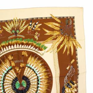 HERMES カレ90 BRAZIL スカーフ シルク ブラウン