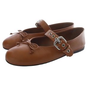 コニャック レザー バレエシューズ 36.5 ブラウン 5F210E