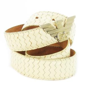 ベルト レザー イーグル ロゴバックル 鱗デザイン 44 M 白 ホワイト /CK23 GY11