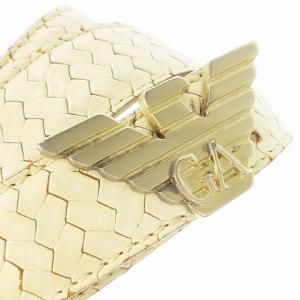 EMPORIO ARMANI ベルト レザー イーグル ロゴバックル 鱗デザイン 44 M 白 ホワイト /CK23 GY11