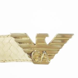 EMPORIO ARMANI ベルト レザー イーグル ロゴバックル 鱗デザイン 44 M 白 ホワイト /CK23 GY11
