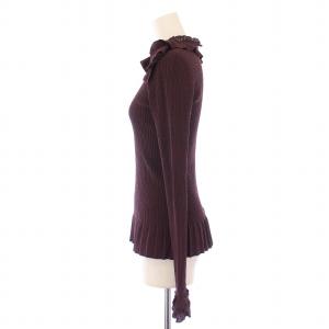 LOUIS VUITTON リブニット フリル ストレッチ S ボルドー