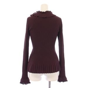 LOUIS VUITTON リブニット フリル ストレッチ S ボルドー