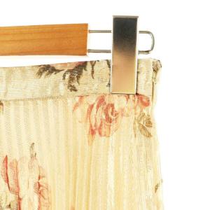 CELINE by HediSlimane シルクフラワープリントプリーツスカート 34 ベージュ