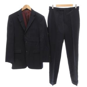 セットアップ スーツ ジャケット 総裏地 シングル パンツ ストライプ 40 紺 ネイビー  /AE