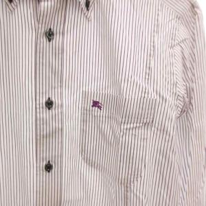 BURBERRY BLACK LABEL ワイシャツ ストライプ 長袖 39 紫 パープル 白 ホワイト /JS