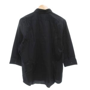 BURBERRY BLACK LABEL カジュアルシャツ ロゴ刺繍 7分袖 衿チェック 3 黒 ブラック /JS