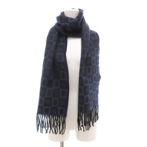 BLACK LABEL CRESTBRIDGE マフラー フリンジ ロゴ総柄 ジャガード 紺 ネイビー /JS