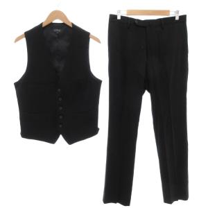 セットアップ スーツ ベスト ジレ パンツ スリムテーパード 48 黒 ブラック /AE