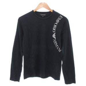 Tシャツ ロンT カットソー EAロゴ ベルベットプリント M 紺 ネイビー /JS