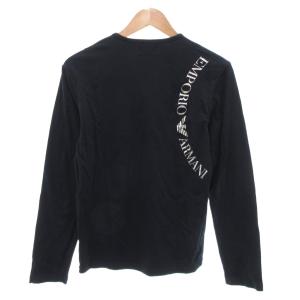 EMPORIO ARMANI Tシャツ ロンT カットソー EAロゴ ベルベットプリント M 紺 ネイビー /JS
