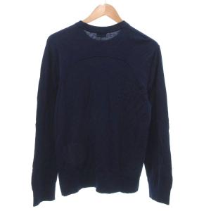 DIESEL ニット セーター ロゴ刺繍 カシミヤ混 クルーネック 長袖 M 青 ブルー /JS