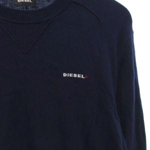 DIESEL ニット セーター ロゴ刺繍 カシミヤ混 クルーネック 長袖 M 青 ブルー /JS