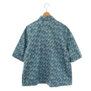 FENDI FLF641 AJK2 ロゴ総柄 半袖デニムシャツ IT38 ブルー