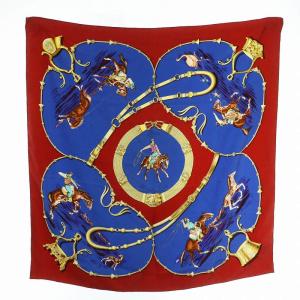 カレ90 PAMPA 大草原 スカーフ シルク レッド ブルー