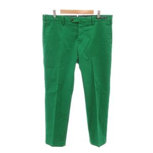 super slim fit チノパンツ ストレッチ ボタンフライ センタープレス 52 XL 緑 グリーン
