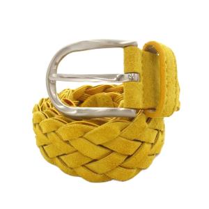 ベルト 編み込み スエード地 95/110 黄 イエロー /FT
