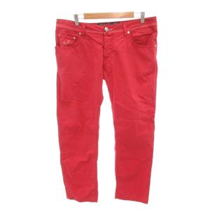 コットンパンツ ストレッチ ボタンフライ 36 XL 赤 レッド /FT