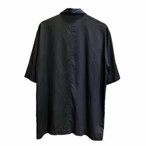 ANREALAGE PANEL PATCHWORK RAYON SHIRT オープンカラーシャツ 半袖 48 紺 ネイビー