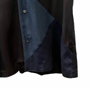 ANREALAGE PANEL PATCHWORK RAYON SHIRT オープンカラーシャツ 半袖 48 紺 ネイビー