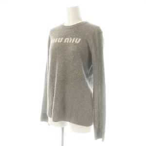 miumiu 23AW ウール カシミヤ ロゴセーター 36 グレー MML808