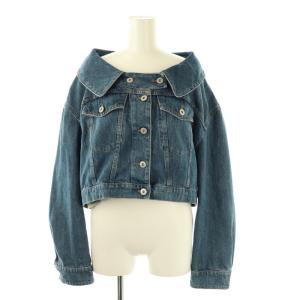 GWB046 ロゴプリント クロップドデニムジャケット 38 ブルー