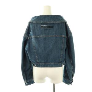miumiu GWB046 ロゴプリント クロップドデニムジャケット 38 ブルー